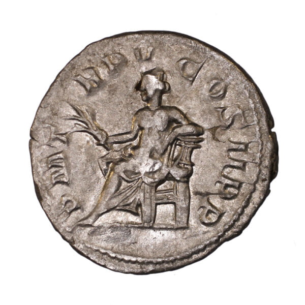 Gordian-III-AR-Antoninianus-Apollo-Bare-to-Waist-Seated-RIC89 Rev