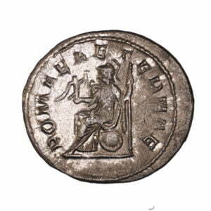 ROMAE AETERNAE, Roma seated left, holding Victory and sceptre, altar at foot left.
