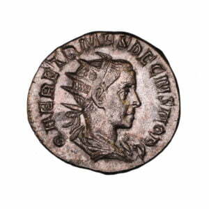 Q HER ETR MES DECIVS NOB C, Bare-headed and draped bust right.