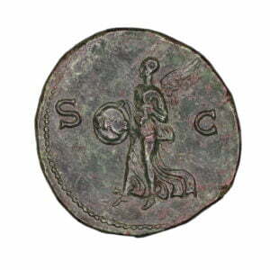 Nero CU As - Victory flying to left-Lugdunum Mint-RIC 477-rev