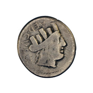 P. Furius Crassipes AR Denarius - Turreted Head of City Goddess