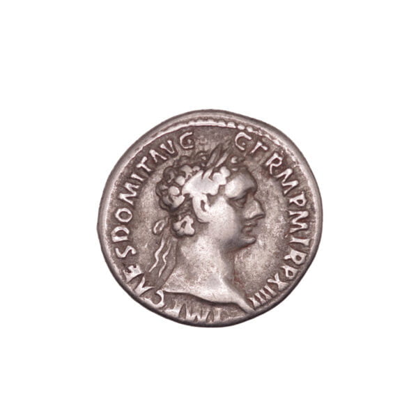 Domitian AR Denarius - Minerva Standing on Column Capital