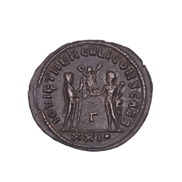 Galerius (as Caesar) AE Antoninianus - IOVI ET HERCVLI CONS CAES (Antioch Mint)