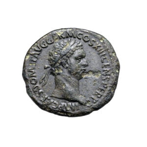 Domitian AE As - VIRTVTI AVGVSTI