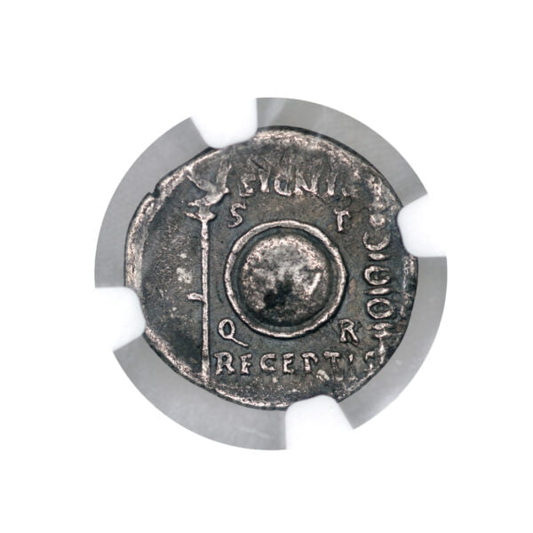 Augustus AR Denarius - SIGNIS / RECEPTIS Spanish Mint (NGC Graded VF)