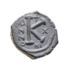 Justin II and Sophia AE Half Follis (Nicomedia Mint)