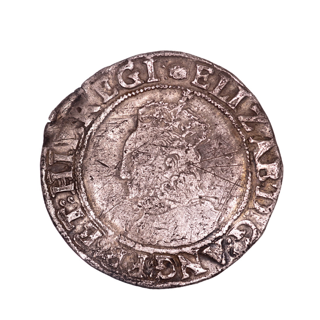 Tudor - Elizabeth I AR Shilling - Long cross through shield. (MM Tun)