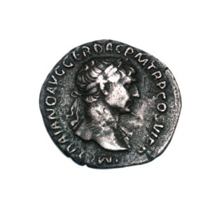 Trajan AR Denarius - Legionary Eagle Between Two Standards
