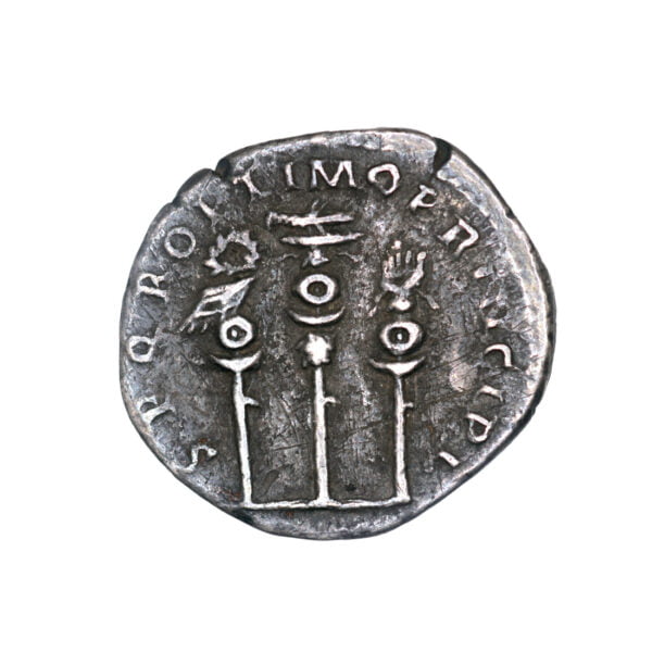 Trajan AR Denarius - Legionary Eagle Between Two Standards - Image 2