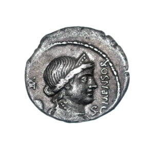 L. Farsuleius Mensor AR Denarius - Roma in Biga Assisting Figure to Mount