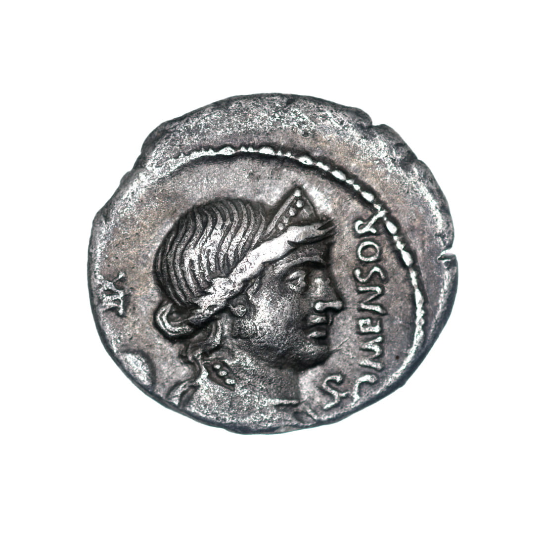 L. Farsuleius Mensor AR Denarius - Roma in Biga Assisting Figure to Mount