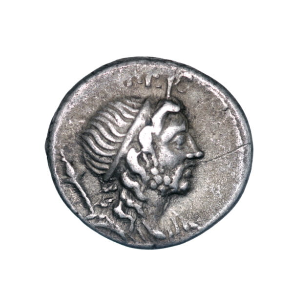 Gnaeus Cornelius Lentulus Marcellinus AR Denarius - Globe Between Wreathed Sceptre and Rudder