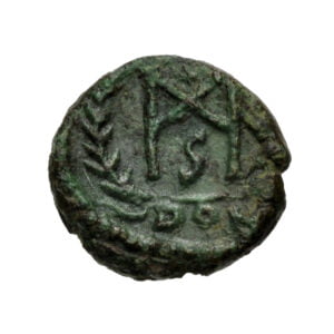 Alternative view of Marcian AE4 - Monogram within Wreath (Constantinople Mint)