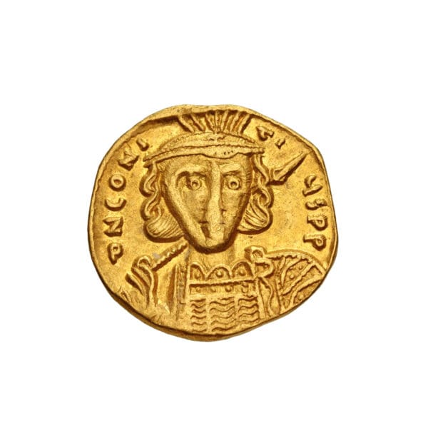 Constantine IV Pogonatus, with Heraclius and Tiberius AU Solidus - VICTORIA AVGU (Constantinople Mint)