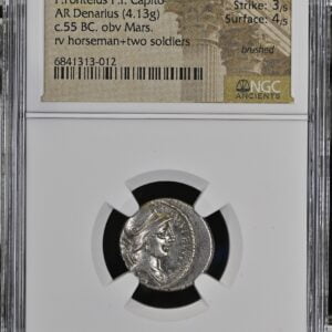 P. Fonteius P.f. Capito, as Triumvir, with Titus Didius, as Imperator, AR Denarius - NGC Graded Ch XF