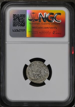 Macrinus AR Denarius - Emperor Seated on Curule Chair (NGC Graded XF) - Image 4