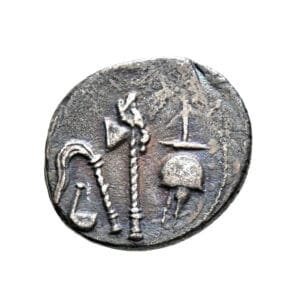 Julius Caesar AR Denarius - Elephant Trampling (Military Mint)