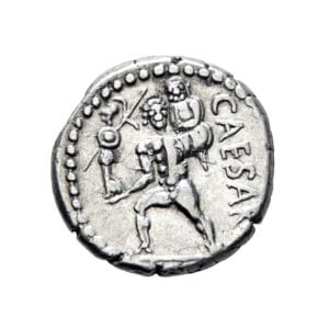 Julius Caesar AR Denarius - Aeneas Carrying Anchises (Military Mint)