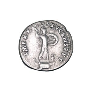 Domitian AR Denarius - Minerva Standing on Rostral Column