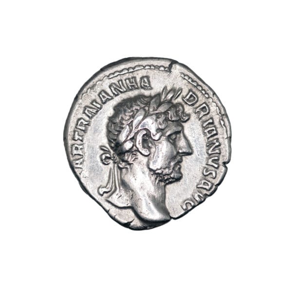 Hadrian AR Denarius - Moneta Standing