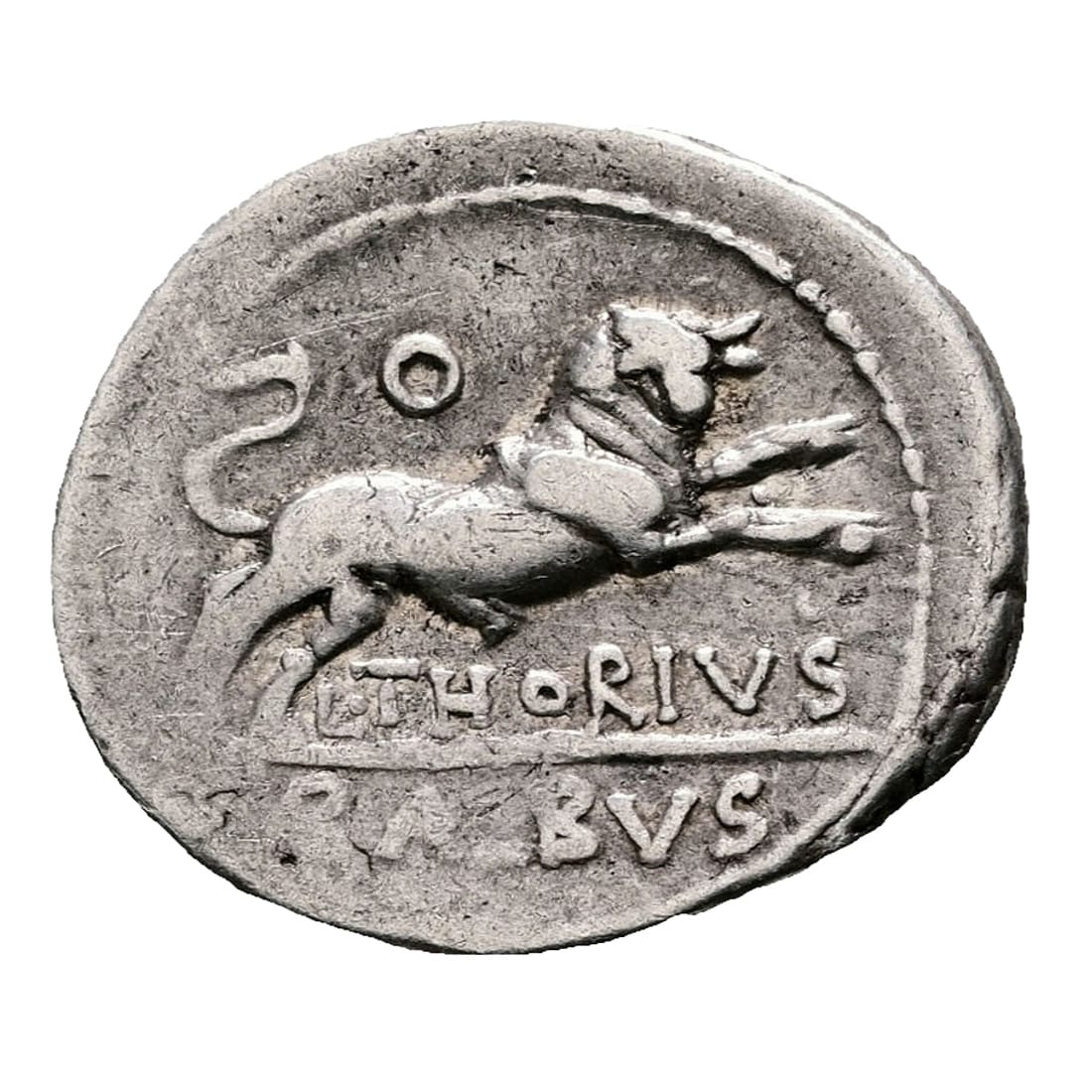 L. Thorius Balbus AR Denarius - Bull Charging