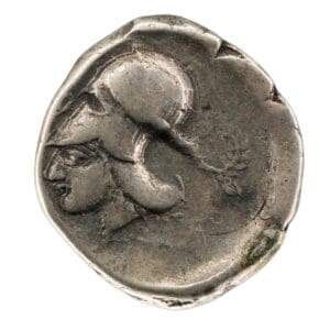 Arkanania, Leukas AR Stater - Athena in Corinthian Helmet
