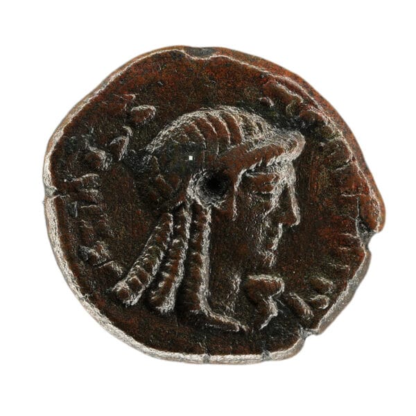 ΒΑΣΙΛΕΩΣ ΠTΟΛΕΜΑΙΟY Diademed and draped bust of Libya to right; below chin, cornucopiae.