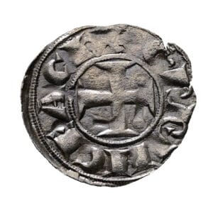 Alternative view of Guillaume de Villehardouin AR Denier - Crusader States. Principality of Achaea