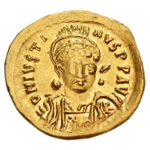 Justin I AU Solidus - VICTORI-A AVGGG (Constantinople Mint)