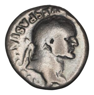 Vespasian AR Denarius - Titus Seated on Curule Chair