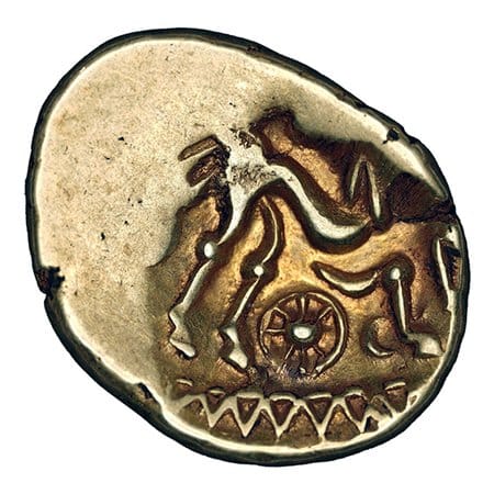 Alternative view of Suessiones, Gallia Belgica AR Stater - Degenerated bust of Apollo