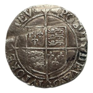 Alternative view of Elizabeth I, Tudor AR Shilling - Long cross through shield, inside a beaded circle (6th Issue)
