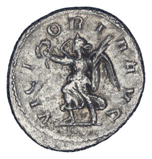 Alternative view of Trebonianus Gallus AR Antoninianus - VICTORIA AVG (Antioch Mint)