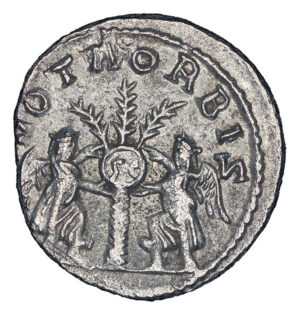 Alternative view of Valerian AR Antoninianus - VOTA ORBIS (Samosata Mint)