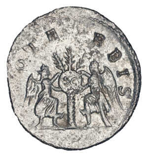Alternative view of Valerian AR Antoninianus - VOTA ORBIS (Samosata Mint)