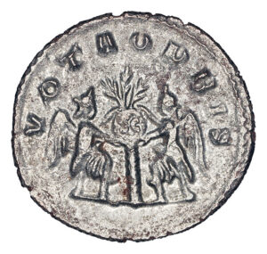 Alternative view of Valerian AR Antoninianus - VOTA ORBIS (Samosata Mint)