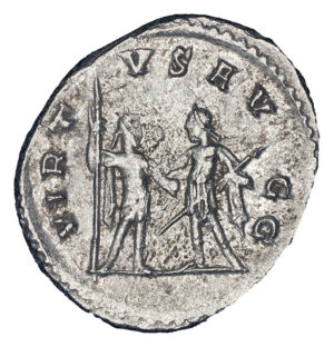 Alternative view of Valerian AR Antoninianus - VIRTVS AVGG (Antioch or Samosata Mint)