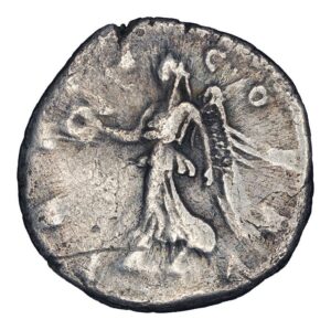 Alternative view of Commodus (As Caesar) AR Denarius - Victory Holding Wreath and Palm