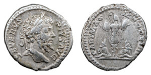 Septimius Severus AR Denarius - Two Captives Seated at Trophy