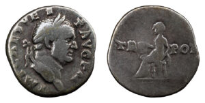 Vespasian AR Denarius - Vesta Seated