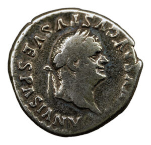 Alternative view of Divus Vespasian AR Denarius - Capricorns Supporting Shield (under Titus)