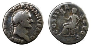 Vespasian AR Denarius - Pax Seated