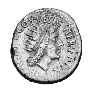 Alternative view of Marc Antony AR Denarius - Sol Radiate (Athens Mint)