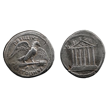 Petillius Capitolinus AR Denarius - Capitoline Temple