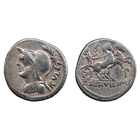 P. Servilius Rullus AR Denarius - Minerva in Corinthian Helmet