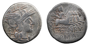 T. Annius Rufus AR Denarius - Jupiter in Quadriga