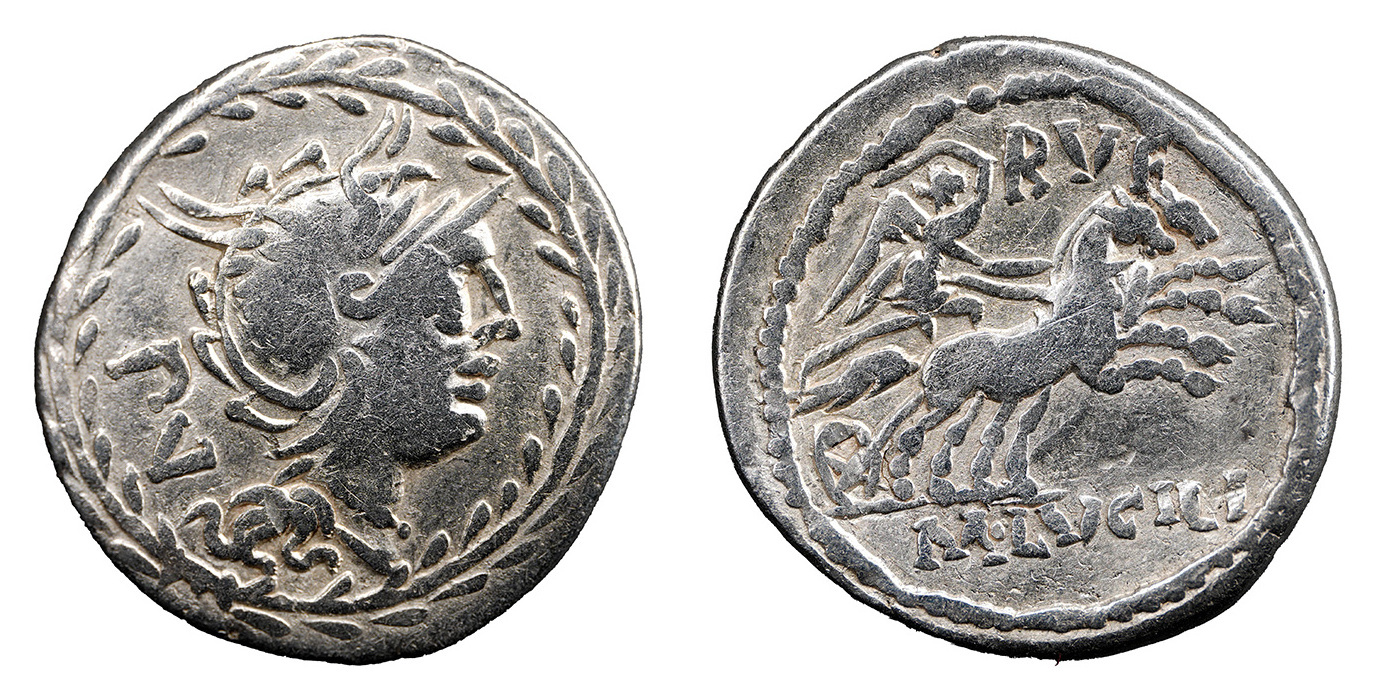 M. Lucilius Rufus AR Denarius - Victory in Biga