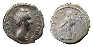 Faustina the Elder AR Denarius - PIETAS AVG