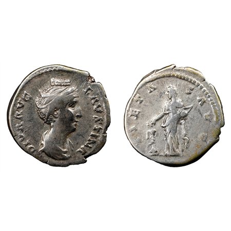 Faustina the Elder AR Denarius - PIETAS AVG