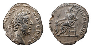 Commodus AR Denarius - Pietas Extending Hand To Child